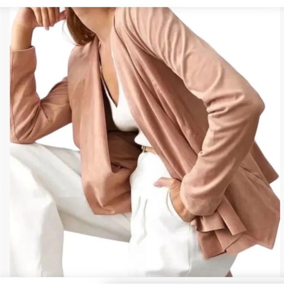 ANTHROPOLOGIE HUTCH Neutral Drape Faux Suede Jacket Size Medium - Picture 4 of 9